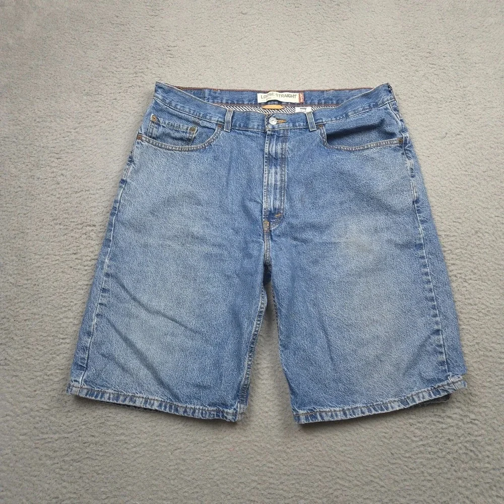 Levi's 569 Y2K Denim Shorts Mens W38 Loose Straight Blue Jean Jorts 2005